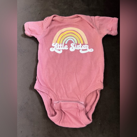 Newborn Little Sister Pink bodysuit with snap closure at bottom - Picture 1 of 5